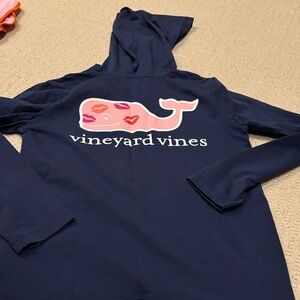 Vineyard Vines Kids Hoodie in Navy with Pink Whale